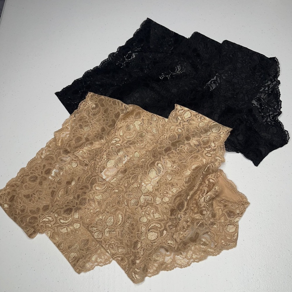 Quince Stretch Lace Cheeky Brief Underwear 6 Pack Womens S Black Clay NWOT